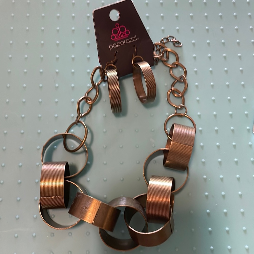 Bronze necklace and earrings